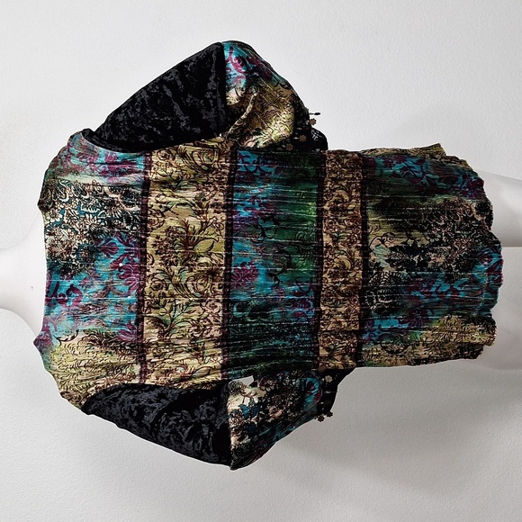 Graff by UM Co. NEW Whimsigoth Patchwork Crushed Velvet Witchy Fairy Tunic Top L - Picture 4 of 11